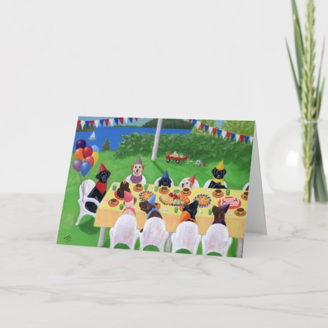 Labrador Party Painting Thank You Card (Front)