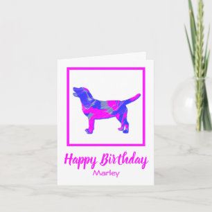 Labrador Pink Silhouette Dog Funny Birthday Card