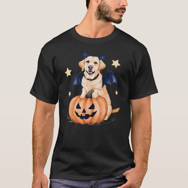 Labrador Pumpkin Witch Golden Labrador Halloween G T-Shirt (Front)