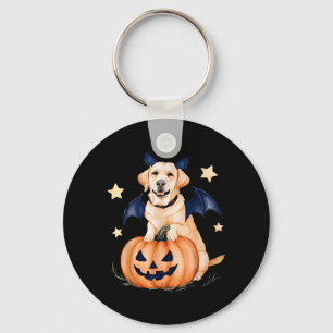 Labrador Pumpkin Witch Golden Labrador Halloween Key Ring