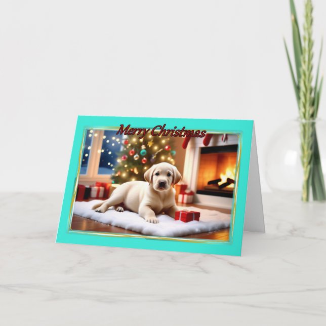 Labrador Pup Christmas Card (Front)