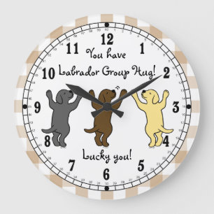 Labrador Puppies Group Hug Large Clock