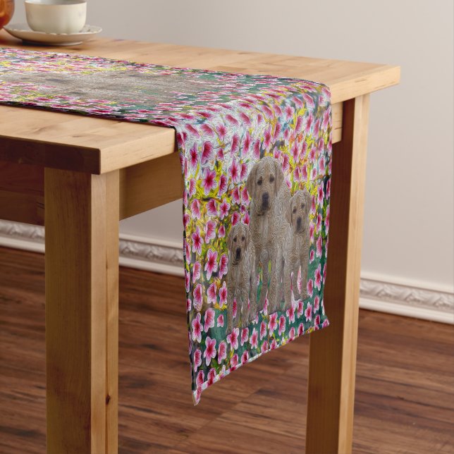 Labrador Puppies Oil Paint, Short Table Runner (In Situ)