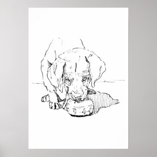 Labrador Puppy Art, Minimalist Drawing Poster