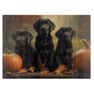 Labrador Puppy Autumn Delight Pumpkin  Cutting Board