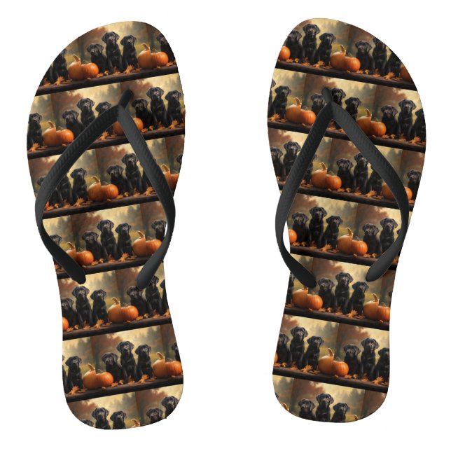Labrador Puppy Autumn Delight Pumpkin  Thongs (Footbed)
