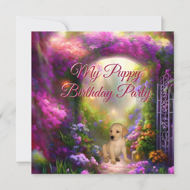 Labrador Puppy Birthday Party Secret Garden  Invitation (Front)