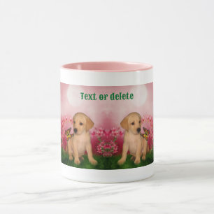 Labrador Puppy Butterfly Dog Art Personalised Mug