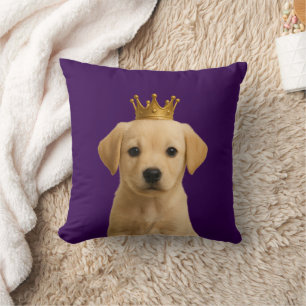 Labrador Puppy in Gold Crown Cute Cushion