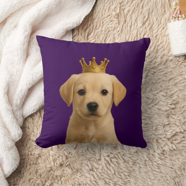 Labrador Puppy in Gold Crown Cute Cushion (Blanket)
