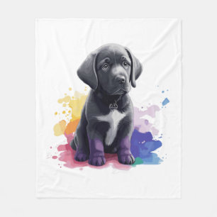Labrador puppy in watercolors   fleece blanket