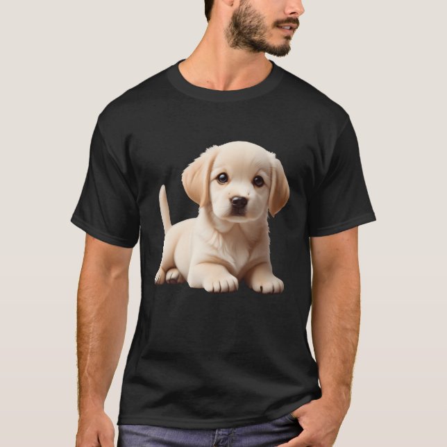 Labrador puppy laying down tail showing retro T-Shirt (Front)