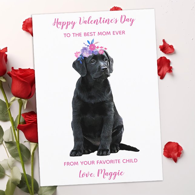 Labrador Puppy Mum Valentines Day Holiday Card (Creator Uploaded)