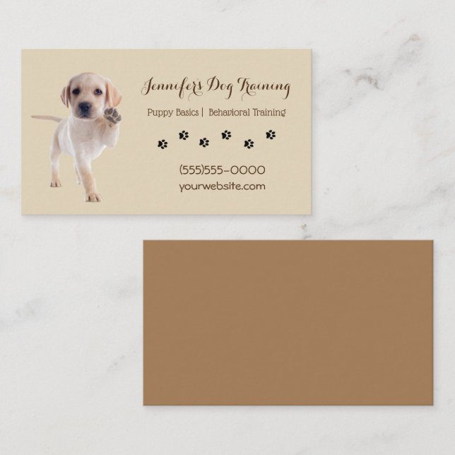 Labrador Puppy Paw Prints Canine Dog Training Pet  Business Card (Front/Back)