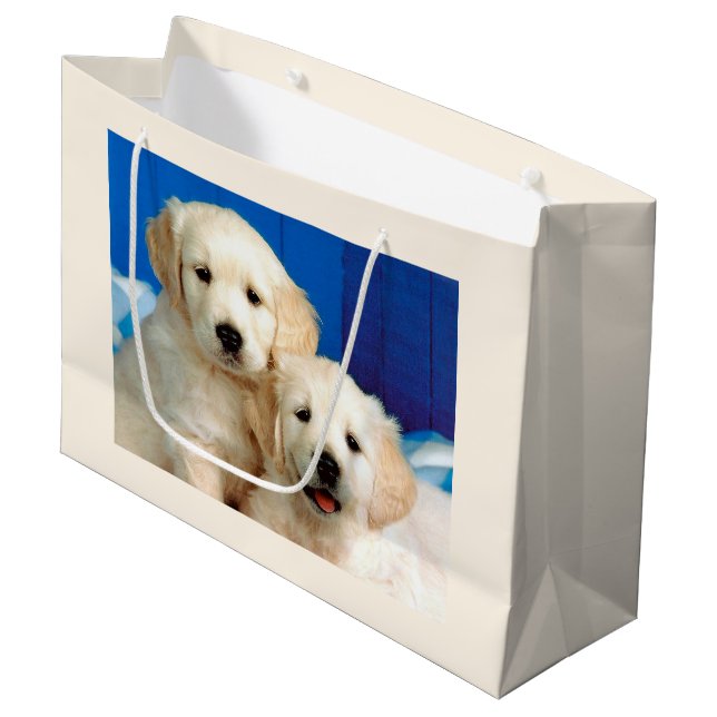Labrador pups large gift bag (Front Angled)