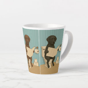 Labrador Reading Newspaper on Toilet Latte Mug