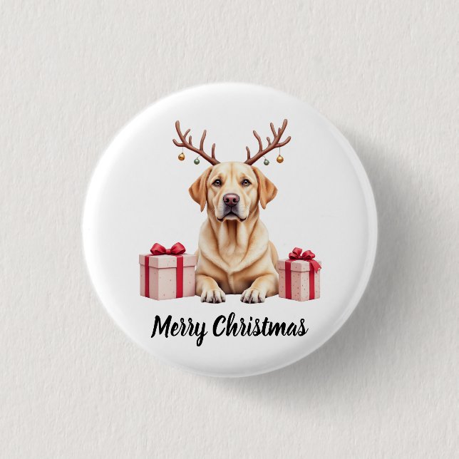 Labrador Reindeer 3 Cm Round Badge (Front)