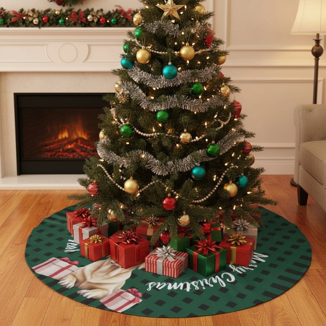 Labrador Reindeer Brushed Polyester Tree Skirt (Creator Uploaded)