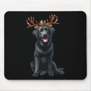 Labrador Reindeer Santa Hat Xmas Lights Christmas Mouse Pad
