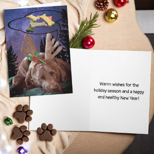 Labrador Retreiver in Antlers Dreams Dog Treats Holiday Card