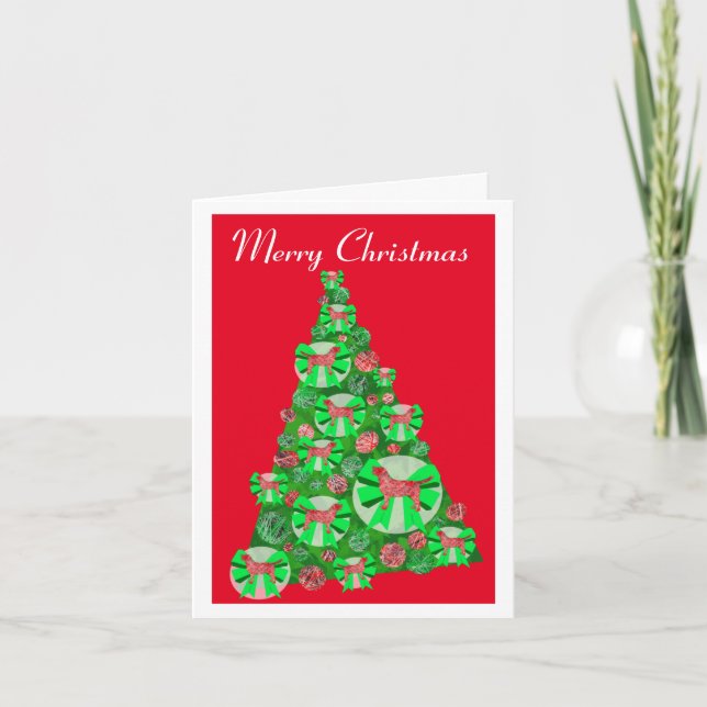 Labrador Retrieve Dog Silhouette Christmas Tree R Card (Front)