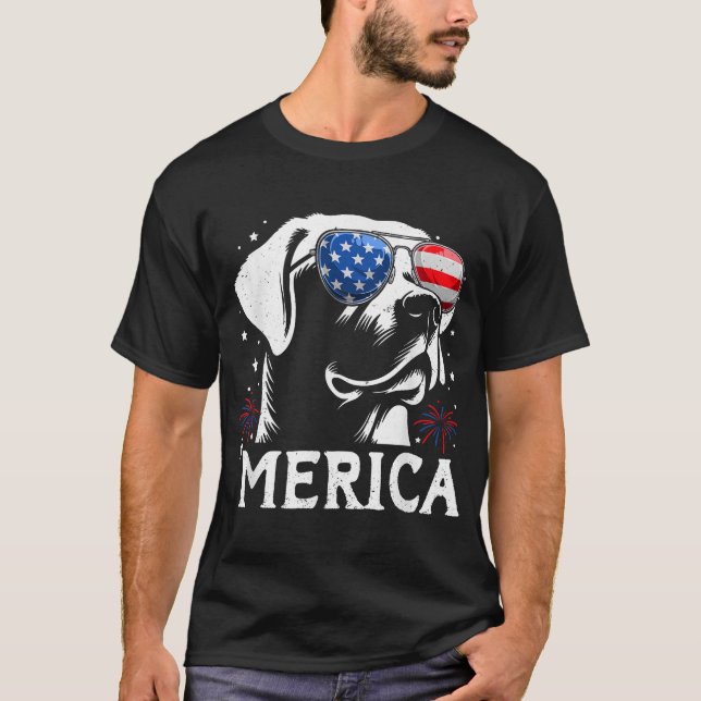 Labrador Retriever 4Th Of July Merica Patriotic  T-Shirt (Front)