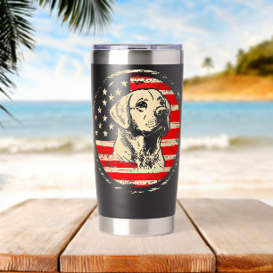 Labrador Retriever 4th of July Merica USA Flag Lab Insulated Tumbler