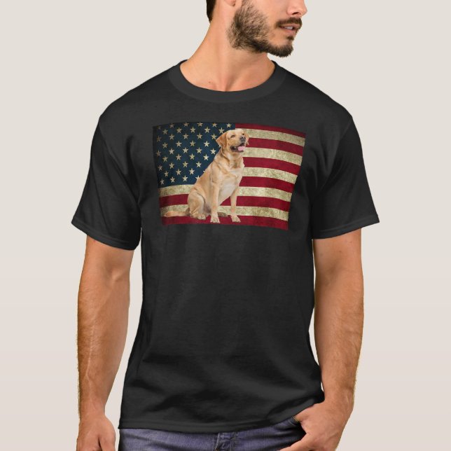Labrador retriever American Flag labra dog Animal  T-Shirt (Front)