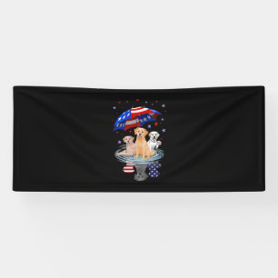 Labrador Retriever American Flag Shadow Banner