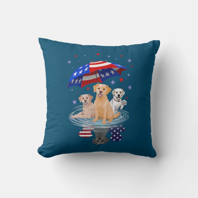 Labrador Retriever American Flag Shadow Cushion (Front)
