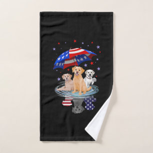 Labrador Retriever American Flag Shadow Hand Towel