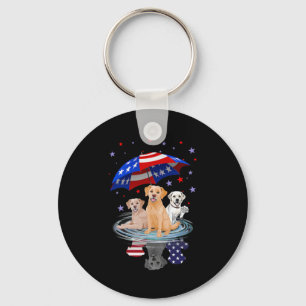 Labrador Retriever American Flag Shadow Key Ring