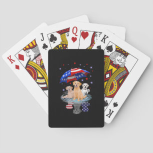 Labrador Retriever American Flag Shadow Playing Cards