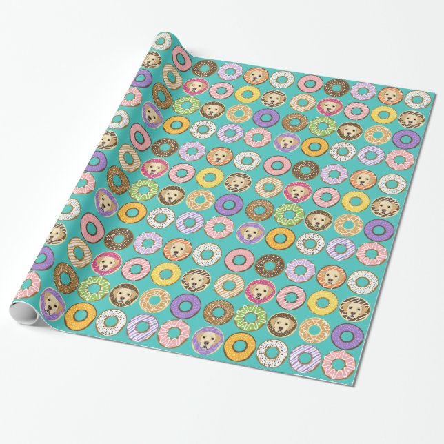 Labrador Retriever and Donuts Wrapping Paper (Unrolled)