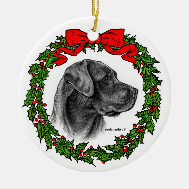 Labrador Retriever Art by Glenda S. Harlan Ceramic Ceramic Ornament (Front)