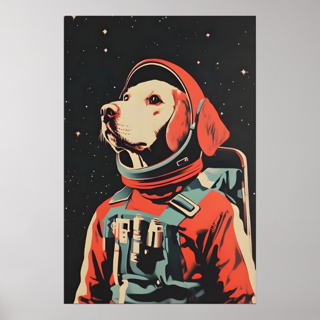 Labrador Retriever Astronaut Poster, Labrador Poster (Front)