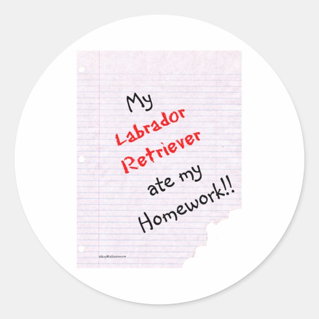 Labrador Retriever Ate My Homework - Sticker (Front)