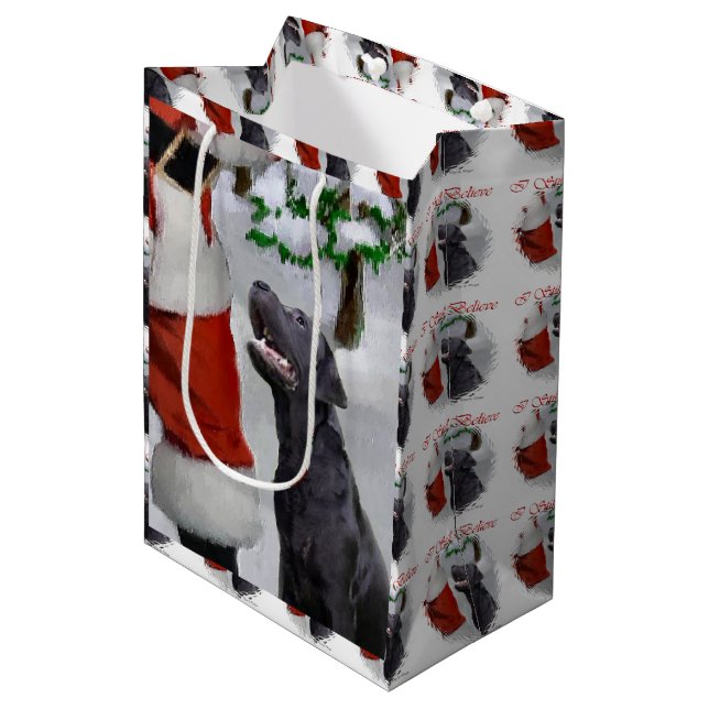 Labrador Retriever Believe Christmas Medium Gift Bag (Front Angled)