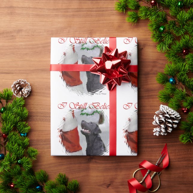 Labrador Retriever Believe Christmas Wrapping Paper (Holiday Gift)