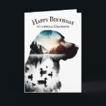 Labrador Retriever Birthday For Grandson Card<br><div class="desc">Double exposure of a Labrador Retriever profile silhouette with ducks and a mountain scene isolated on a white background.
The text is editable.</div>