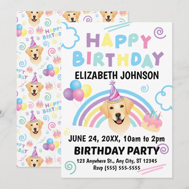 Labrador Retriever Birthday Invitation (Front/Back)