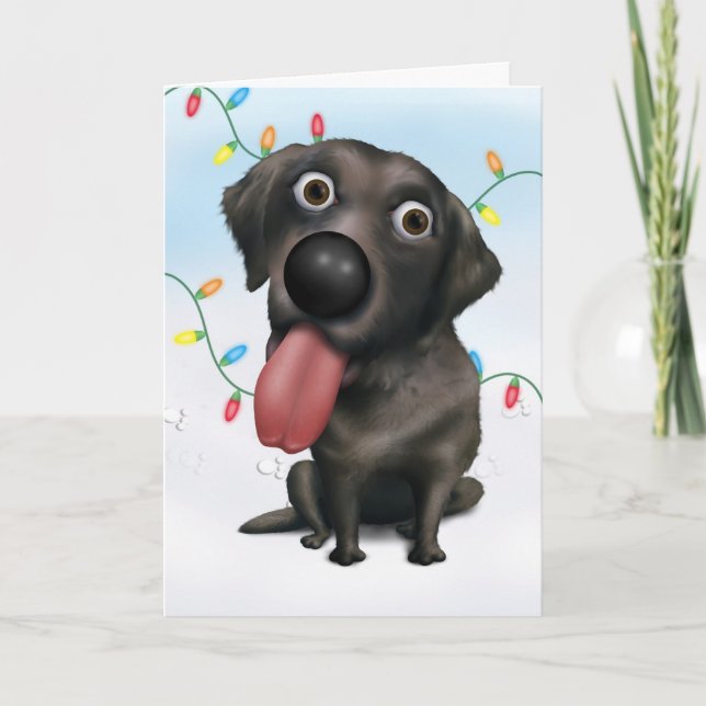 Labrador Retriever (Black) Christmas Holiday Card (Front)