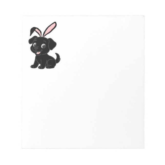 Labrador Retriever Black Easter Sitting Cartoon Notepad (Front)