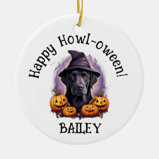 Labrador Retriever Black Lab Dog Halloween Ceramic Ornament