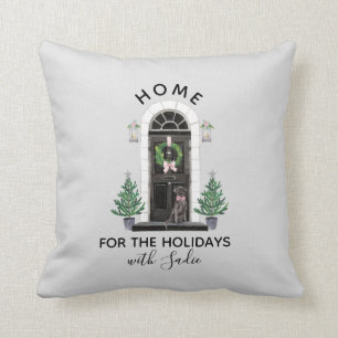 Labrador Retriever Black Lab Home for the Holidays Cushion