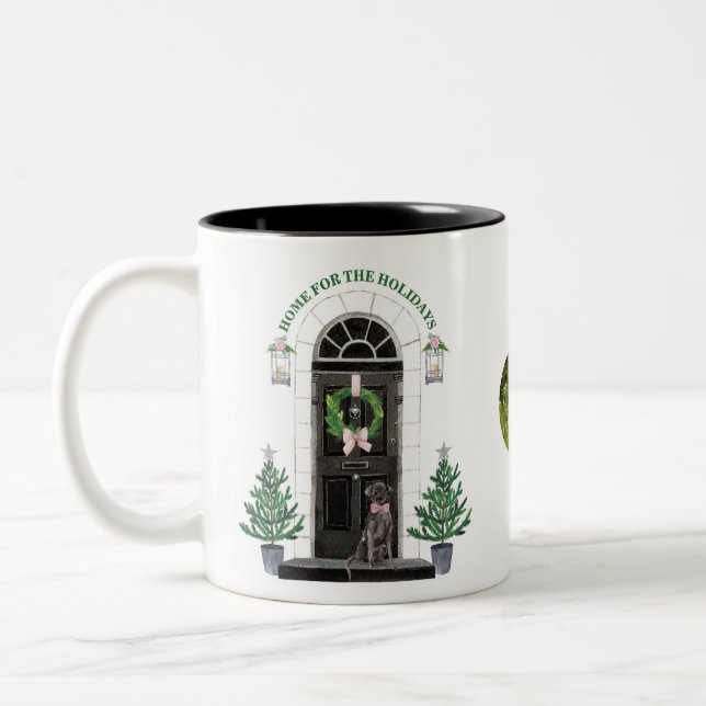 Labrador Retriever Black Lab Home for the Holidays Two-Tone Coffee Mug (Left)