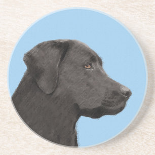 Labrador Retriever Black Painting Original Dog Art Coaster