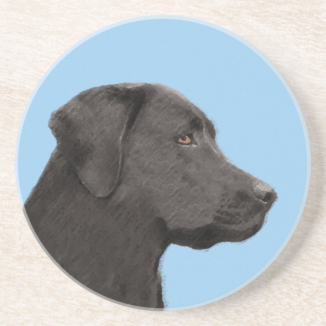 Labrador Retriever Black Painting Original Dog Art Coaster (Front)