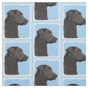Labrador Retriever Black Painting Original Dog Art Fabric