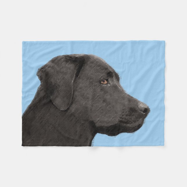 Labrador Retriever Black Painting Original Dog Art Fleece Blanket (Front (Horizontal))